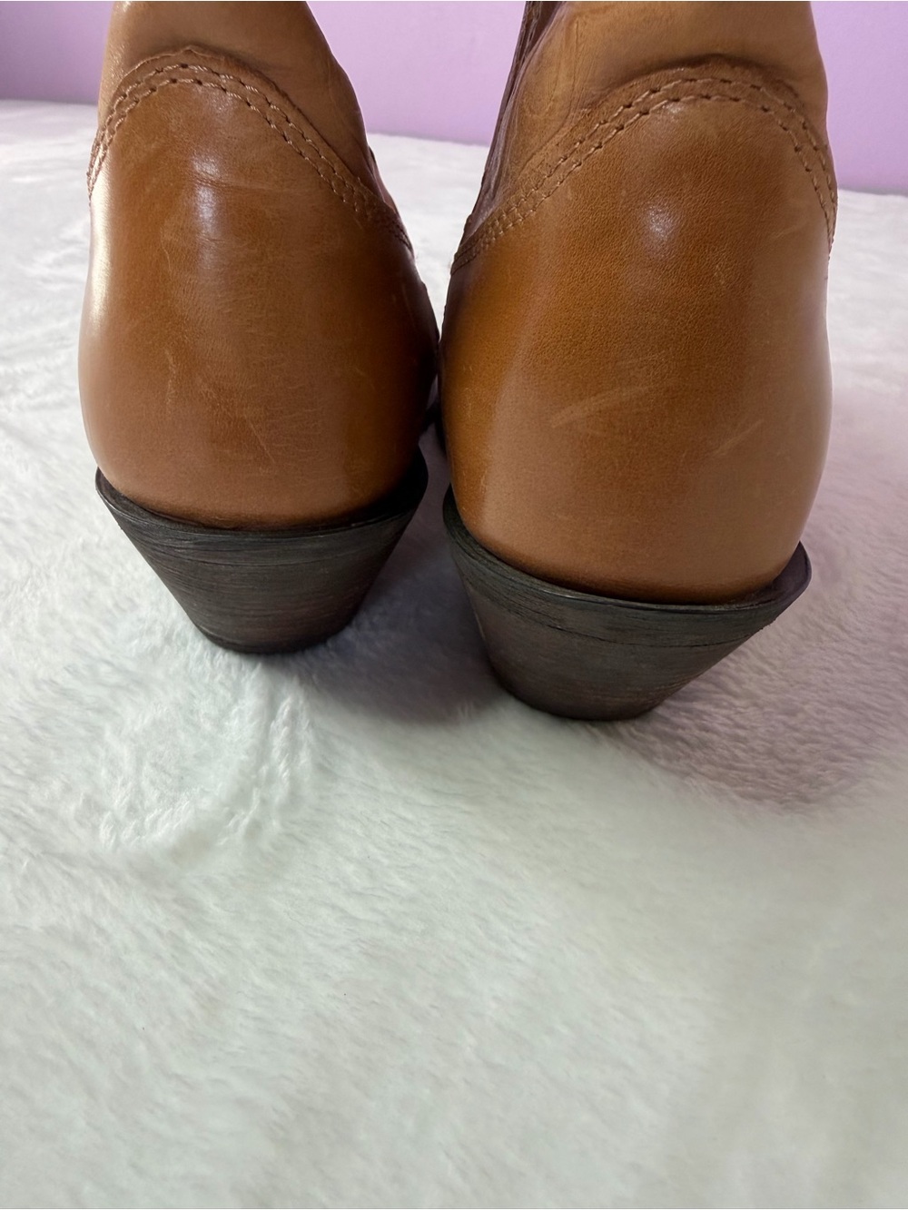 Durango Cowboy Boots Crush Tan Scroll Western Boots Snip Toe 8M - Picture 4 of 6